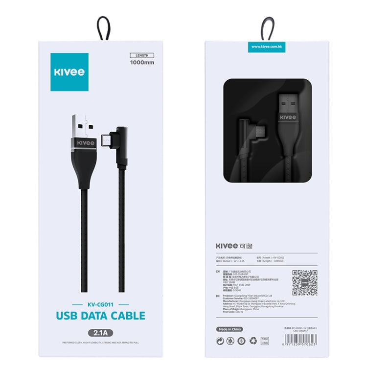 KIVEE KV-CG011 2.1A Micro to USB Single Angle Head Design Charging Cable, Length: 1m