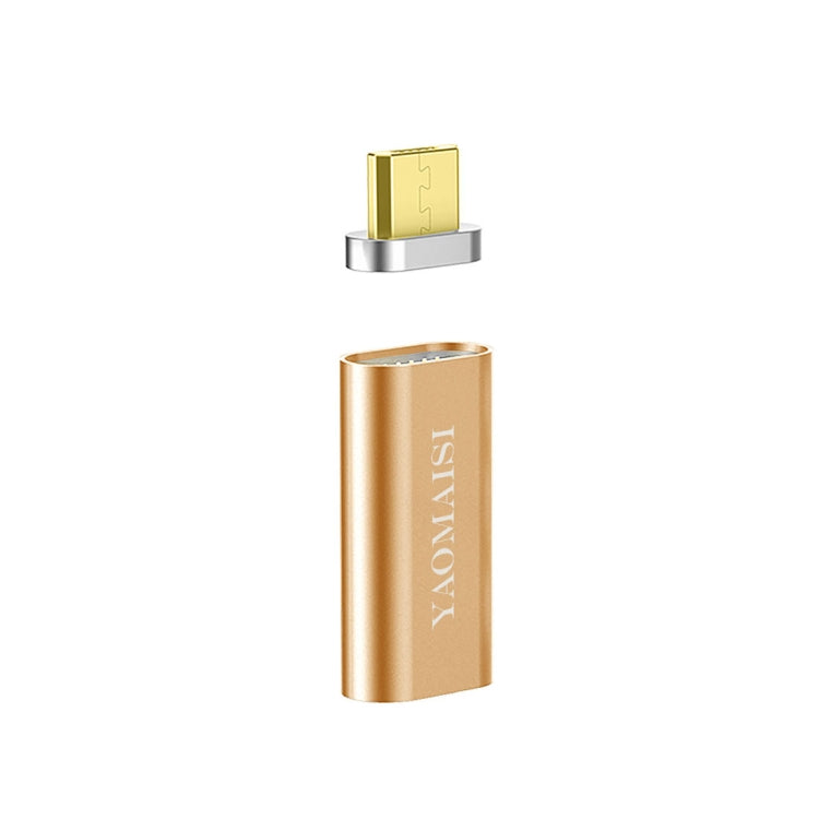YAOMAISI Q10 2.4A Output Micro USB Female to Micro USB Male Magnetic Data Transmission Charging Adapter, For Galaxy, HTC, Google, LG, Sony, Huawei, Xiaomi, Lenovo and Other Smartphones(Gold)