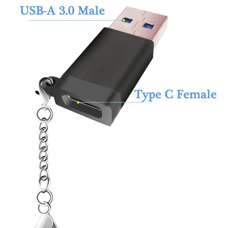 XQ-U001 USB-C / Type-C to USB 3.0 Adapter Converter with Key Chain, Support Fast Charging & Data Transmission