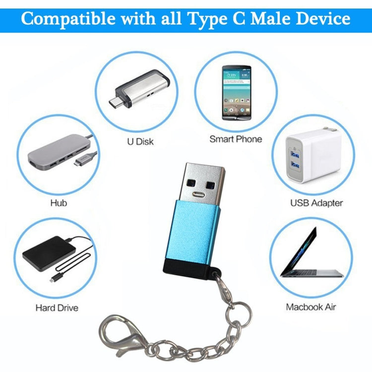 XQ-U001 USB-C / Type-C to USB 3.0 Adapter Converter with Key Chain, Support Fast Charging & Data Transmission