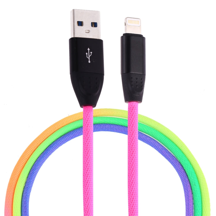 1m USB to Micro USB Rainbow Nylon Data Sync Charging Cable(Black)