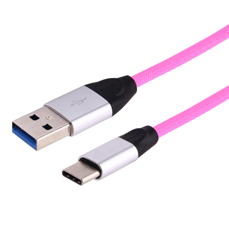 1m USB to USB-C / Type-C Rainbow Nylon Data Sync Charging Cable