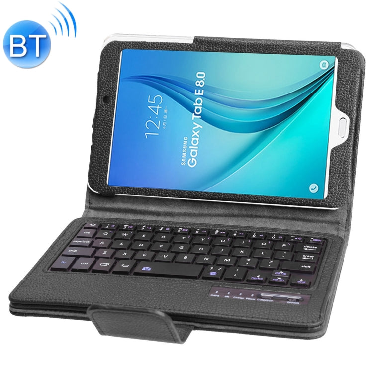 T377 For Galaxy Tab E 8.0 T377 Detachable Plastic Bluetooth Keyboard + Litchi Texture PU Leather Tablet Case with Holder