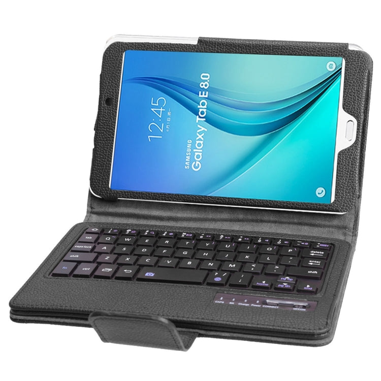 T377 For Galaxy Tab E 8.0 T377 Detachable Plastic Bluetooth Keyboard + Litchi Texture PU Leather Tablet Case with Holder