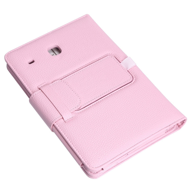 T377 For Galaxy Tab E 8.0 T377 Detachable Plastic Bluetooth Keyboard + Litchi Texture PU Leather Tablet Case with Holder