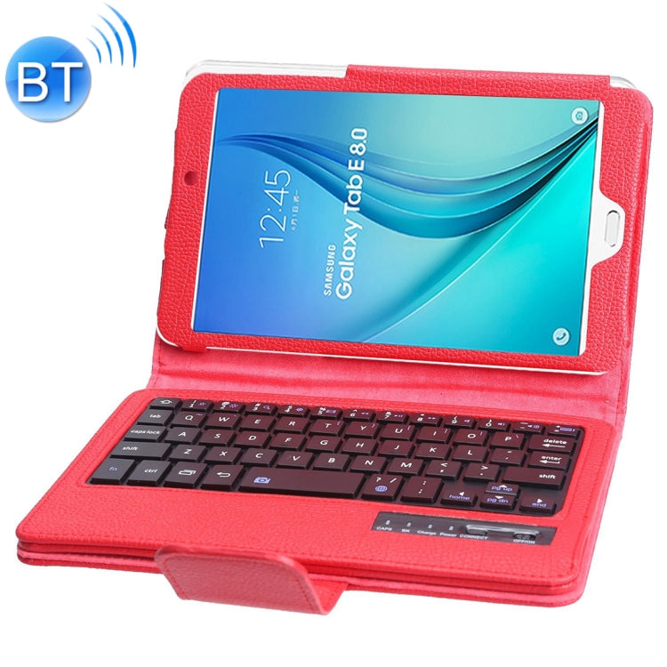 T377 For Galaxy Tab E 8.0 T377 Detachable Plastic Bluetooth Keyboard + Litchi Texture PU Leather Tablet Case with Holder