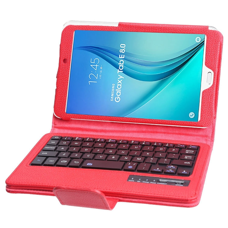 T377 For Galaxy Tab E 8.0 T377 Detachable Plastic Bluetooth Keyboard + Litchi Texture PU Leather Tablet Case with Holder