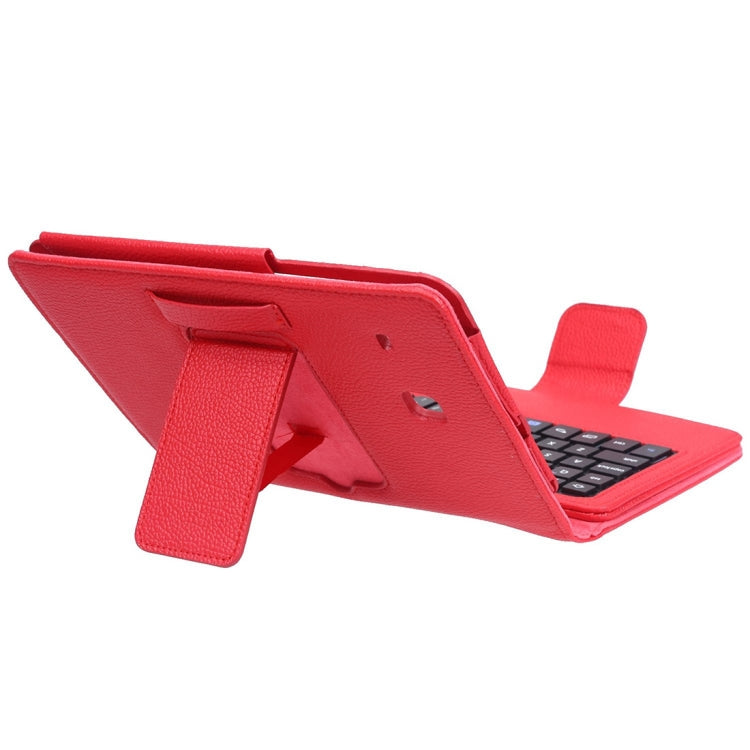 T377 For Galaxy Tab E 8.0 T377 Detachable Plastic Bluetooth Keyboard + Litchi Texture PU Leather Tablet Case with Holder