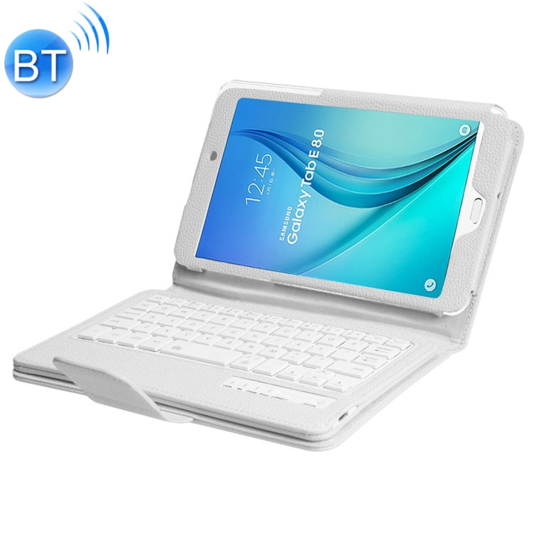 T377 For Galaxy Tab E 8.0 T377 Detachable Plastic Bluetooth Keyboard + Litchi Texture PU Leather Tablet Case with Holder