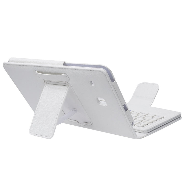 T377 For Galaxy Tab E 8.0 T377 Detachable Plastic Bluetooth Keyboard + Litchi Texture PU Leather Tablet Case with Holder