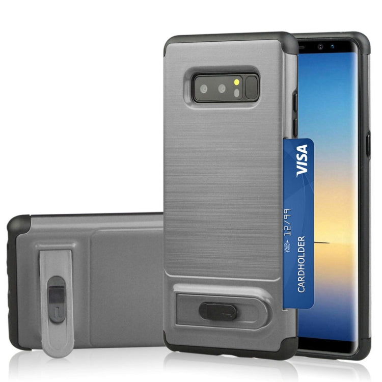 For Galaxy Note 8 Brushed Texture TPU+PC Protective Back Case with Holder & Card Slot