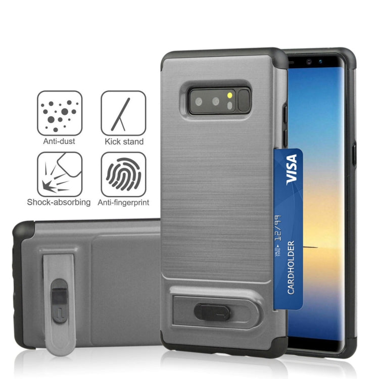 For Galaxy Note 8 Brushed Texture TPU+PC Protective Back Case with Holder & Card Slot