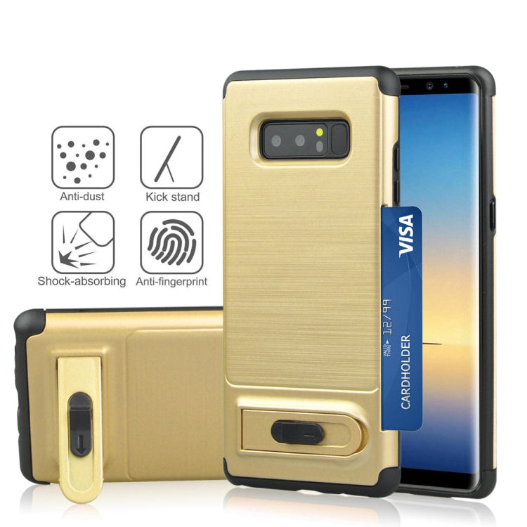For Galaxy Note 8 Brushed Texture TPU+PC Protective Back Case with Holder & Card Slot