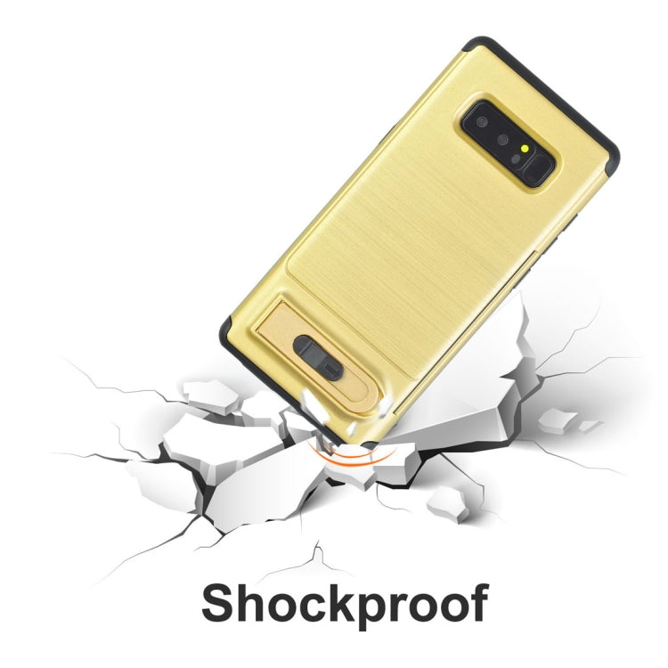 For Galaxy Note 8 Brushed Texture TPU+PC Protective Back Case with Holder & Card Slot