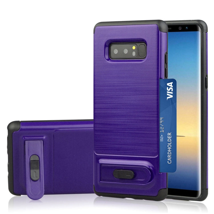 For Galaxy Note 8 Brushed Texture TPU+PC Protective Back Case with Holder & Card Slot