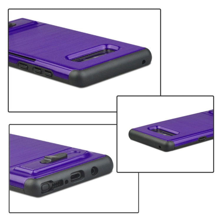 For Galaxy Note 8 Brushed Texture TPU+PC Protective Back Case with Holder & Card Slot