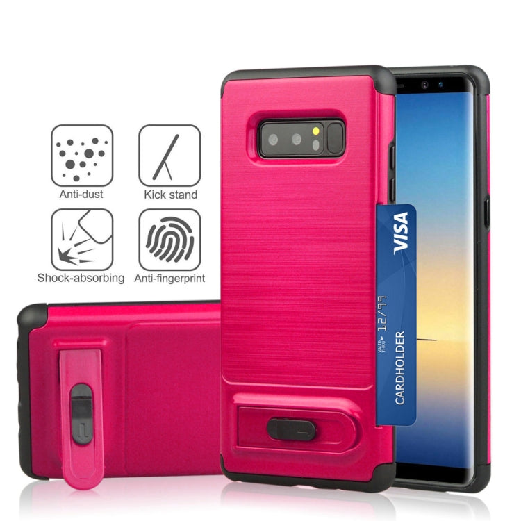 For Galaxy Note 8 Brushed Texture TPU+PC Protective Back Case with Holder & Card Slot