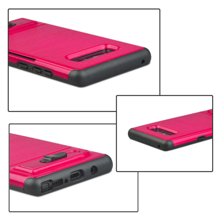 For Galaxy Note 8 Brushed Texture TPU+PC Protective Back Case with Holder & Card Slot