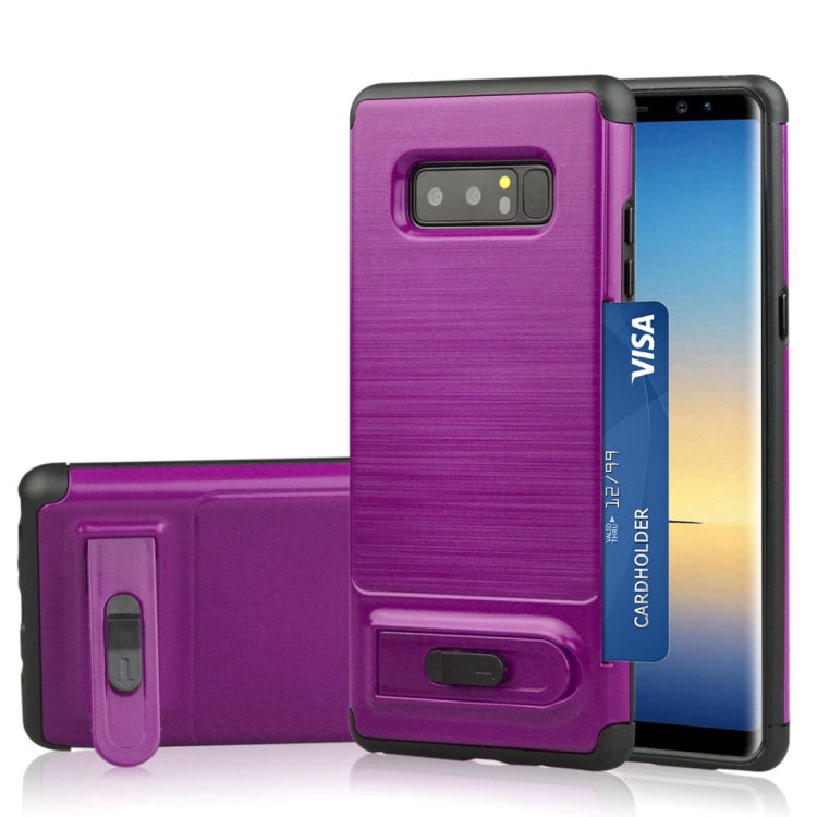 For Galaxy Note 8 Brushed Texture TPU+PC Protective Back Case with Holder & Card Slot