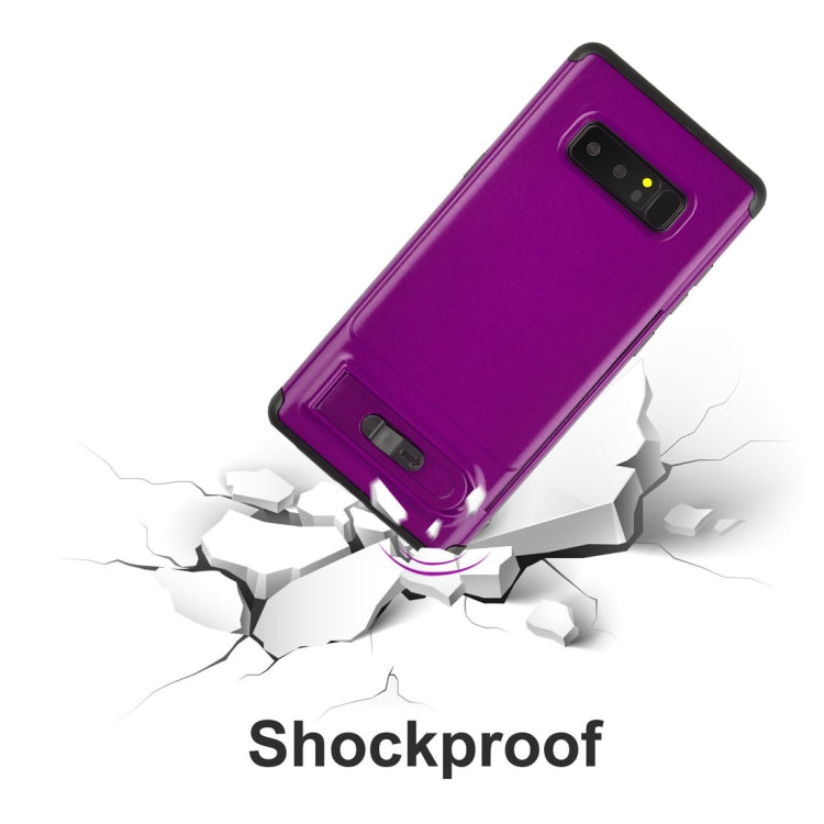 For Galaxy Note 8 Brushed Texture TPU+PC Protective Back Case with Holder & Card Slot