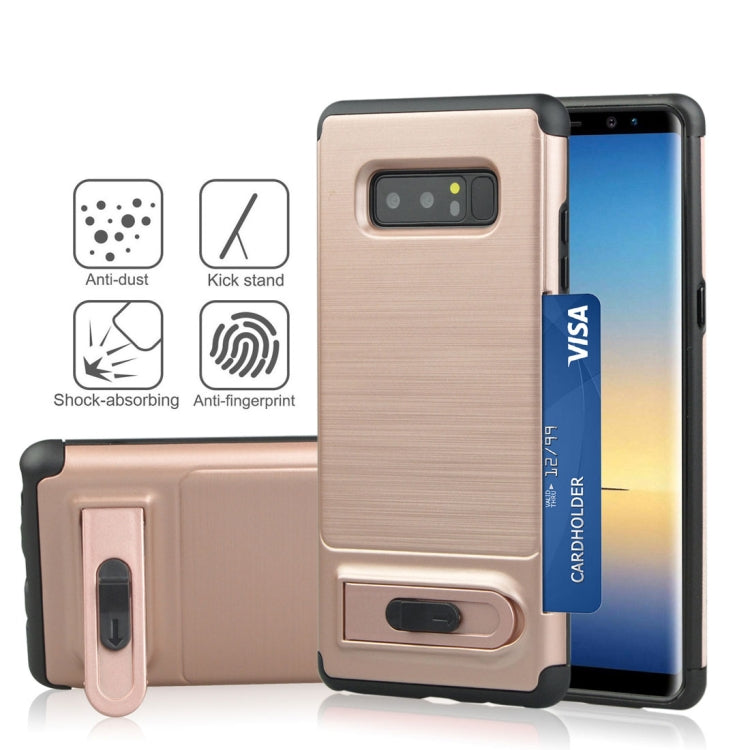For Galaxy Note 8 Brushed Texture TPU+PC Protective Back Case with Holder & Card Slot