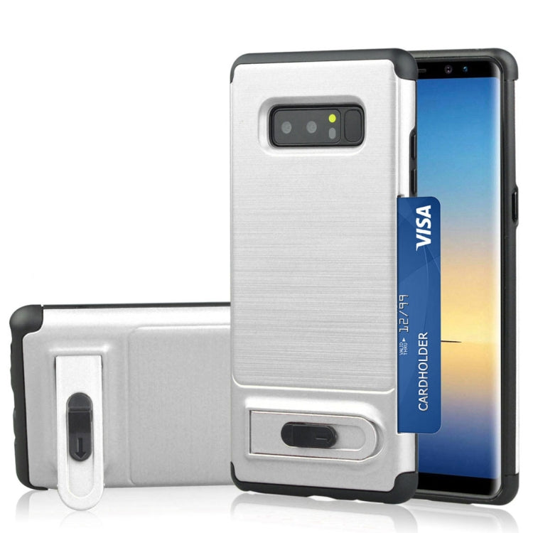 For Galaxy Note 8 Brushed Texture TPU+PC Protective Back Case with Holder & Card Slot