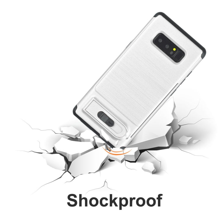 For Galaxy Note 8 Brushed Texture TPU+PC Protective Back Case with Holder & Card Slot