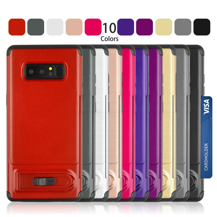 For Galaxy Note 8 Brushed Texture TPU+PC Protective Back Case with Holder & Card Slot