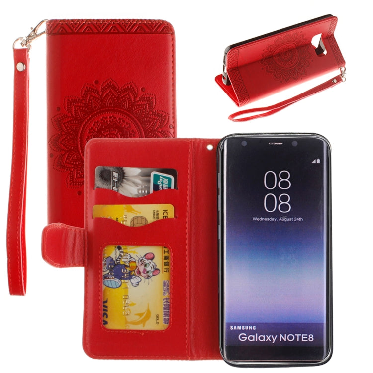 For Galaxy Note 8 Embossment Mandala Pattern Horizontal Flip Leather Case with Holder & Card Slots & Wallet & Lanyard