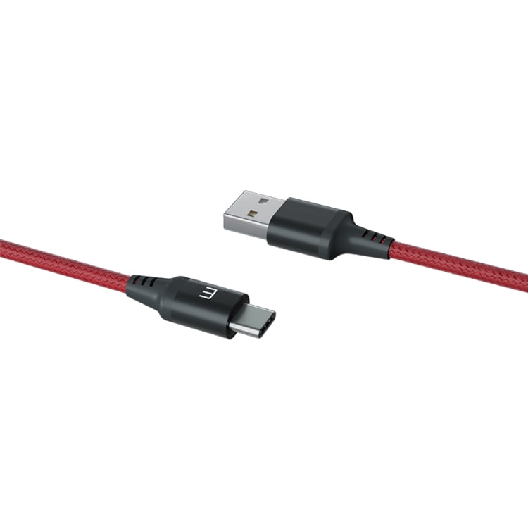 Meizu 1.2m 3A Weave Style Metal Head USB-C / Type-C to USB 2.0 Data Sync Charging Cable(Red)