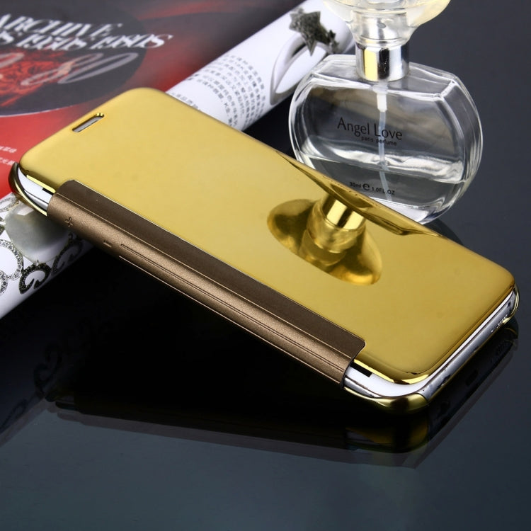 For Galaxy S7 Edge / G935 Electroplating Mirror Horizontal Flip PC + PU Leather Case