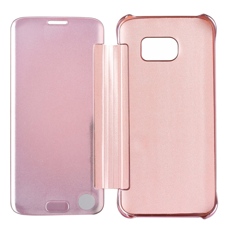 For Galaxy S7 Edge / G935 Electroplating Mirror Horizontal Flip PC + PU Leather Case
