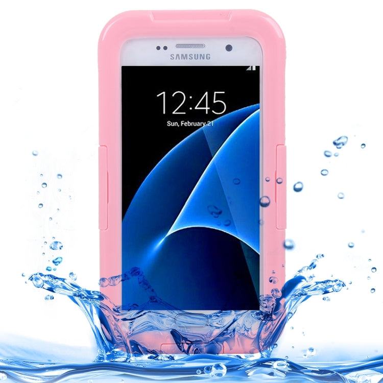 For Galaxy S7 / G930 IPX8 Plastic + Silicone Transparent Waterproof Protective Case with Lanyard