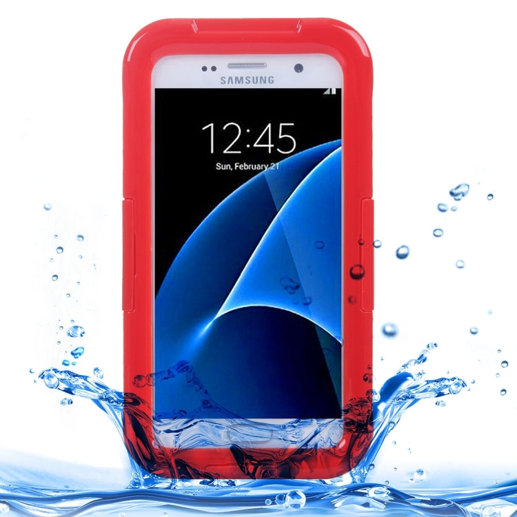 For Galaxy S7 / G930 IPX8 Plastic + Silicone Transparent Waterproof Protective Case with Lanyard