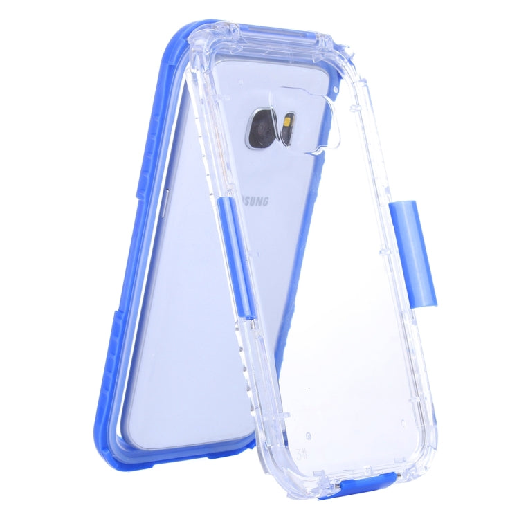 For Galaxy S7 Edge / G935 IPX8 Plastic + Silicone Transparent Waterproof Protective Case with Lanyard