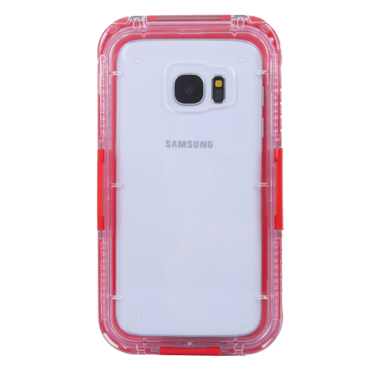 For Galaxy S7 Edge / G935 IPX8 Plastic + Silicone Transparent Waterproof Protective Case with Lanyard