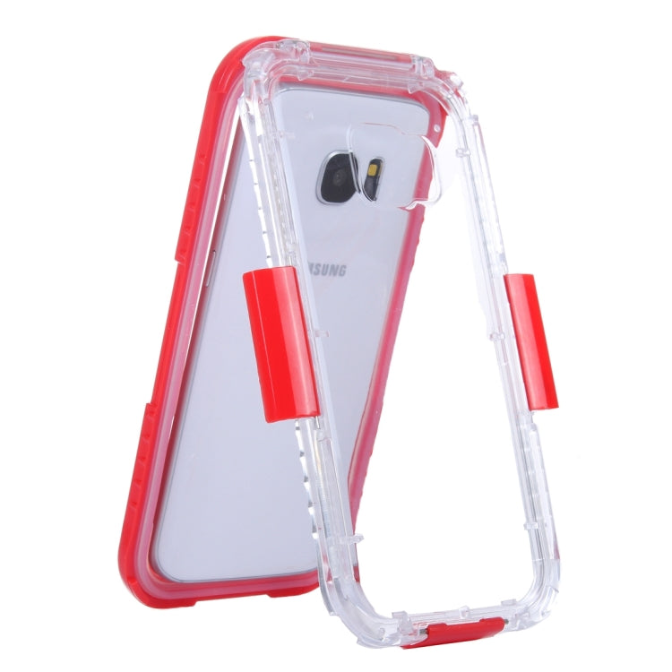 For Galaxy S7 Edge / G935 IPX8 Plastic + Silicone Transparent Waterproof Protective Case with Lanyard