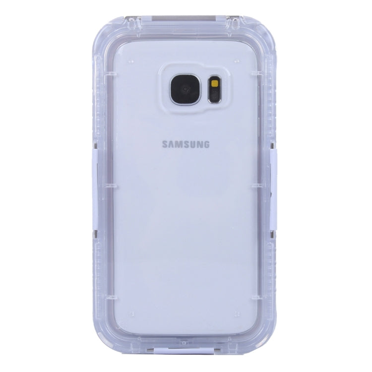 For Galaxy S7 Edge / G935 IPX8 Plastic + Silicone Transparent Waterproof Protective Case with Lanyard