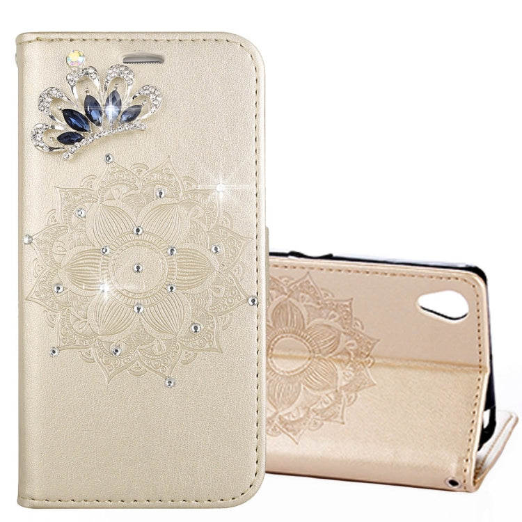 For Sony Xperia XA Mandragora Pattern Crystal Encrusted Horizontal Flip Leather Case with Card Slot & Holder & Wallet & Lanyard