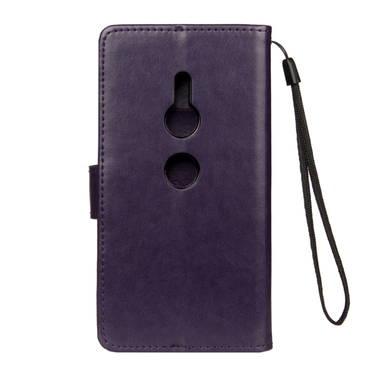 For Sony Xperia XZ2 Lotus Butterfly Pattern Horizontal Flip Leather Case with Holder & Card Slots & Wallet & Lanyard