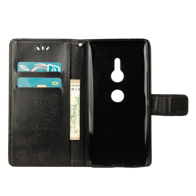 For Sony Xperia XZ2 Lotus Butterfly Pattern Horizontal Flip Leather Case with Holder & Card Slots & Wallet & Lanyard