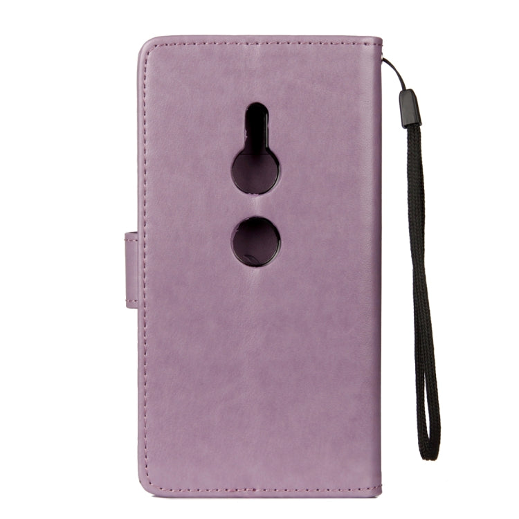 For Sony Xperia XZ2 Lotus Butterfly Pattern Horizontal Flip Leather Case with Holder & Card Slots & Wallet & Lanyard