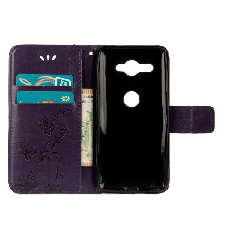 For Sony Xperia XZ2 Compact Lotus Butterfly Pattern Horizontal Flip Leather Case with Holder & Card Slots & Wallet & Lanyard
