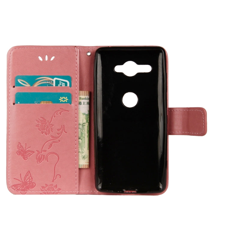 For Sony Xperia XZ2 Compact Lotus Butterfly Pattern Horizontal Flip Leather Case with Holder & Card Slots & Wallet & Lanyard
