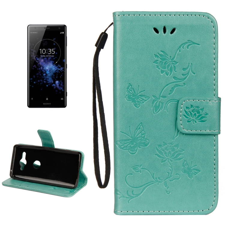 For Sony Xperia XZ2 Compact Lotus Butterfly Pattern Horizontal Flip Leather Case with Holder & Card Slots & Wallet & Lanyard
