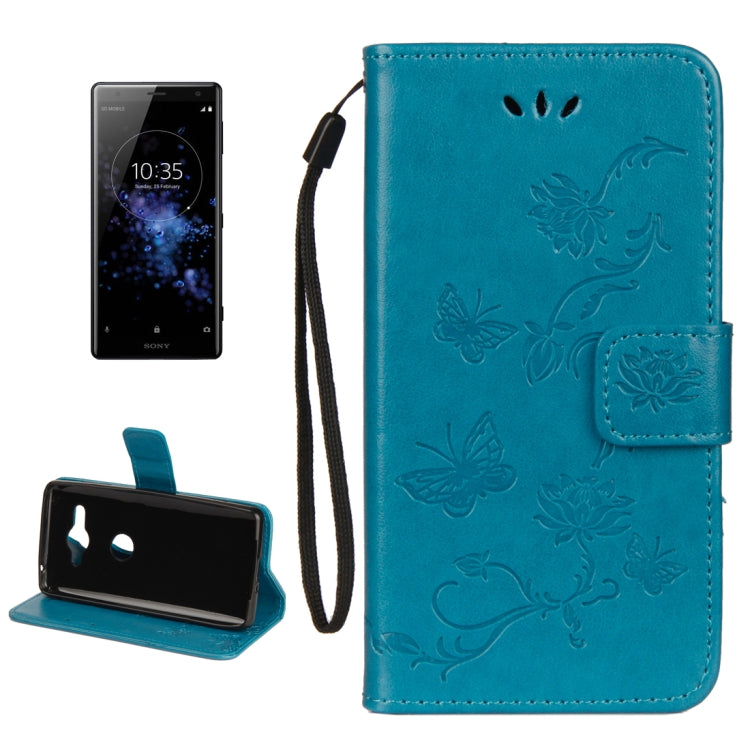 For Sony Xperia XZ2 Compact Lotus Butterfly Pattern Horizontal Flip Leather Case with Holder & Card Slots & Wallet & Lanyard