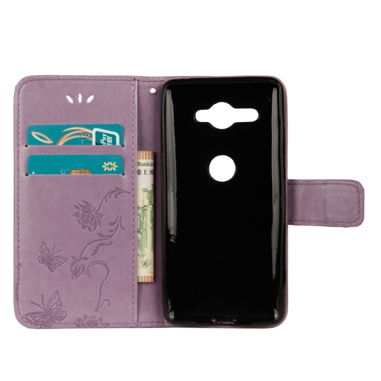 For Sony Xperia XZ2 Compact Lotus Butterfly Pattern Horizontal Flip Leather Case with Holder & Card Slots & Wallet & Lanyard