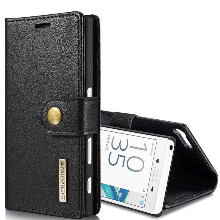 DG.MING for Sony Xperia X Compact Crazy Horse Texture Horizontal Flip Detachable Magnetic Protective Case with Holder & Card Slots & Wallet