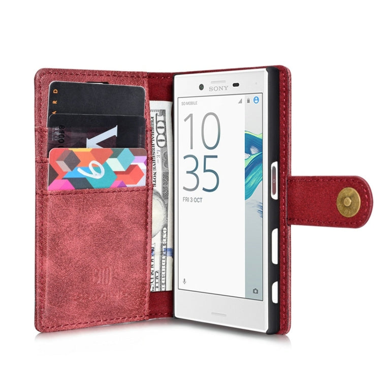 DG.MING for Sony Xperia X Compact Crazy Horse Texture Horizontal Flip Detachable Magnetic Protective Case with Holder & Card Slots & Wallet