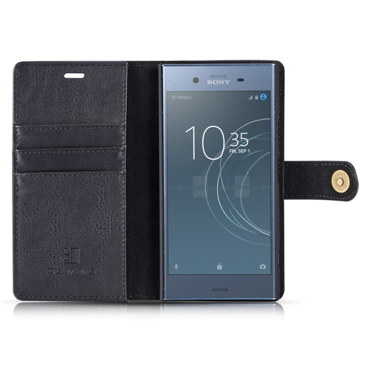 DG.MING for Sony Xperia XZ1 Crazy Horse Texture Horizontal Flip Detachable Magnetic Protective Case with Holder & Card Slots & Wallet